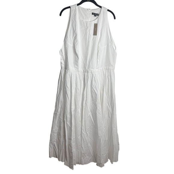 J.Crew NEW! White Cotton sleeveless midi dress with full skirt NWT SZ18 - Picture 1 of 9